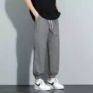 顶峰保罗 冰丝薄款速干运动九分裤潮流宽松百搭大码束脚休闲裤 男女同款