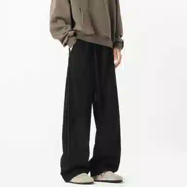 顶峰保罗 美式复古纯色宽松阔腿卫裤无性别主义直筒垂感拖地裤高级感百搭运动休闲裤 男女同款