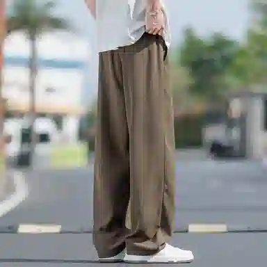 顶峰保罗 无性别主义冰丝凉感亲肤透气宽松直筒西裤美式潮流垂感长裤时尚百搭阔腿高级感休闲裤 男女同款