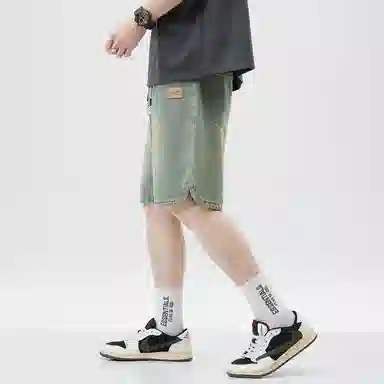 顶峰保罗 星空纹水洗撞色直筒五分裤美式复古薄款潮牌宽松舒适小众百搭休闲阔腿牛仔短裤 男女同款