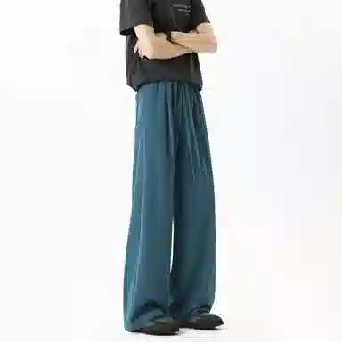 顶峰保罗 冰丝垂感透气凉感直筒长裤无性别主义复古潮牌宽松运动纯色百搭高级感阔腿休闲裤 男女同款