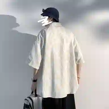 虫小绿 融合多风格的宽松高级感短袖衬衫衬衫 男女同款