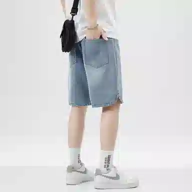 顶峰保罗 星空纹水洗撞色直筒五分裤美式复古薄款潮牌宽松舒适小众百搭休闲阔腿牛仔短裤 男女同款