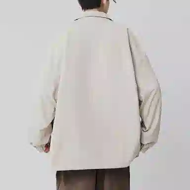 顶峰保罗 美式纯色翻领上衣无性别主义宽松休闲痞帅百搭潮牌衬衫式外套夹克 男女同款