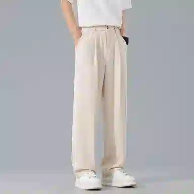 顶峰保罗 纯色垂感薄款透气直筒长裤宽松简约小众潮牌百搭高级感舒适显瘦显高阔腿休闲裤 男女同款