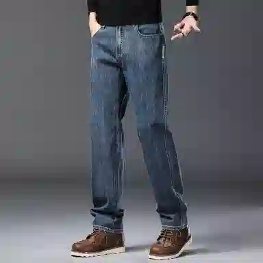 顶峰保罗 无性别主义美式高街潮牌垂感水洗做旧宽松直筒薄款休闲时尚百搭长裤子高端设计感牛仔裤 男女同款