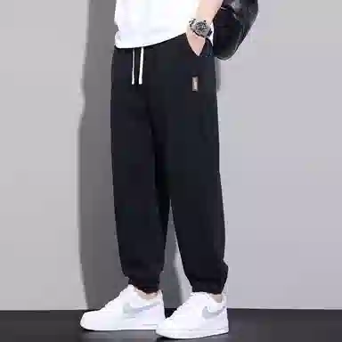 顶峰保罗 潮牌宽松大码无性别主义运动通勤束脚卫裤弹力抽绳显高百搭简约时尚加绒加厚休闲裤 男女同款