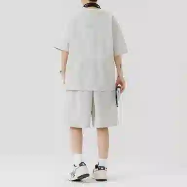 顶峰保罗 无性别主义纯色简约短袖体恤短裤帅气搭配亲肤舒适高级感宽松休闲运动套装 男女同款