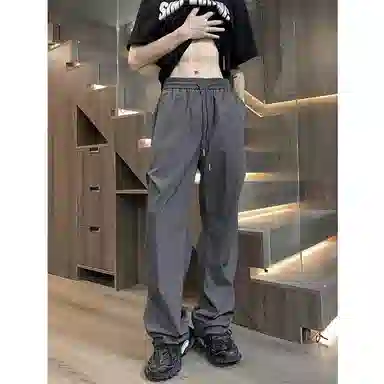 顶峰保罗 痞帅凉感舒适简约百搭伞兵直筒长裤户外登山跑步运动宽松小众设计感阔腿休闲裤 男女同款