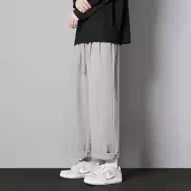 顶峰保罗 两穿直筒美式潮牌宽松运动抽绳长裤无性别主义痞帅时尚百搭简约束脚休闲裤 男女同款