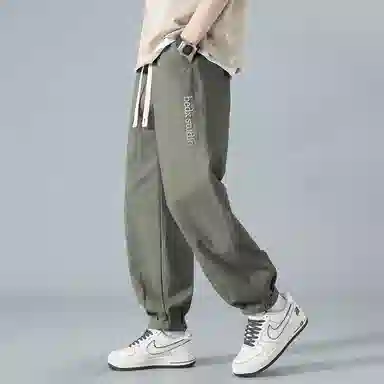 顶峰保罗 刺绣工装纯棉潮牌长裤运动潮流百搭宽松无性别主义运动裤直筒时尚阔腿设计感休闲裤 男女同款