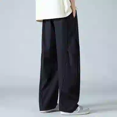 顶峰保罗 褶皱冰丝裤子百搭潮流薄款凉感亲肤透气时尚无性别主义潮牌阔腿裤垂坠感弯刀休闲裤 男女同款