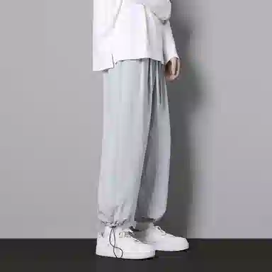 顶峰保罗 两穿直筒美式潮牌宽松运动抽绳长裤无性别主义痞帅时尚百搭简约束脚休闲裤 男女同款