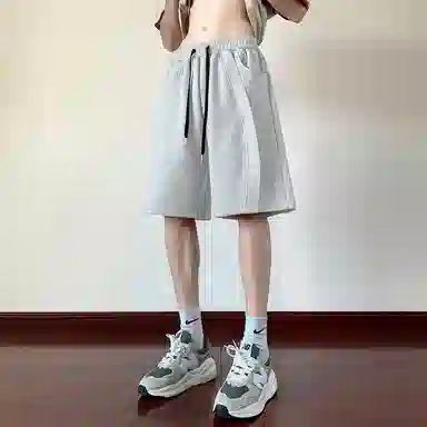 顶峰保罗 复古港风高街痞帅凉感舒适直筒五分裤无性别主义潮牌宽松小众百搭高级感休闲短裤 男女同款