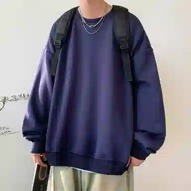 顶峰保罗  美式复古纯色高级设计感休闲大码运动上衣无性别主义直筒宽松百搭简约潮牌圆领卫衣 男女同款