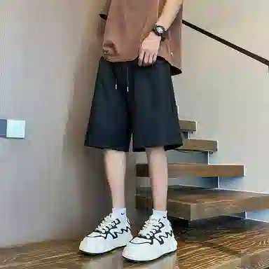 顶峰保罗 复古港风高街痞帅凉感舒适直筒五分裤无性别主义潮牌宽松小众百搭高级感休闲短裤 男女同款