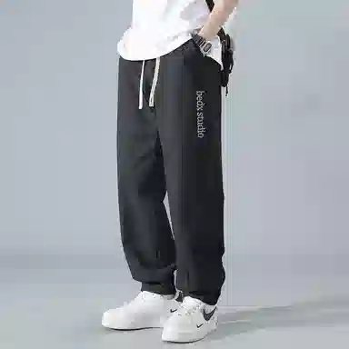 顶峰保罗 刺绣工装纯棉潮牌长裤运动潮流百搭宽松无性别主义运动裤直筒时尚阔腿设计感休闲裤 男女同款