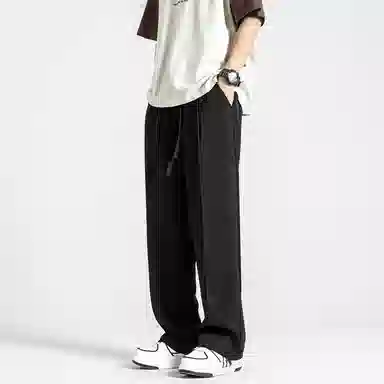 顶峰保罗 纯色质感薄款舒适直筒长裤复古潮牌宽松凉感小众简约百搭高级感显瘦运动阔腿 休闲裤 男女同款