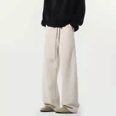 顶峰保罗 美式复古纯色宽松阔腿卫裤无性别主义直筒垂感拖地裤高级感百搭运动休闲裤 男女同款