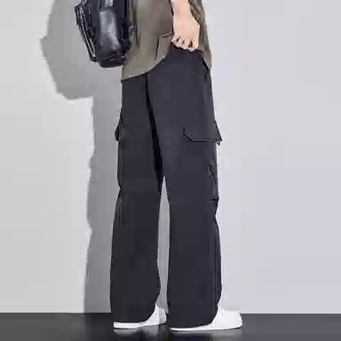 顶峰保罗 美式潮牌冰丝薄款无性别主义户外多口袋工装裤宽松直筒阔腿运动伞兵裤休闲裤 男女同款