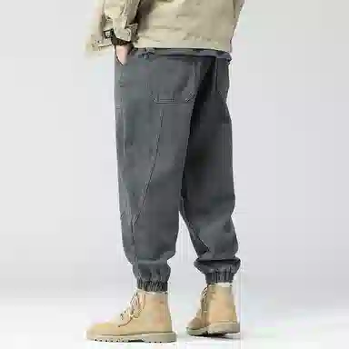 顶峰保罗 工装潮牌宽松薄款透气无性别主义九分哈伦束脚长裤子时尚百搭设计感垂感潮流运动休闲裤 男女同款