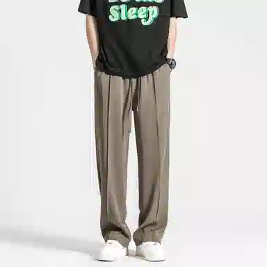 顶峰保罗 纯色质感薄款舒适直筒长裤复古潮牌宽松凉感小众简约百搭高级感显瘦运动阔腿 休闲裤 男女同款