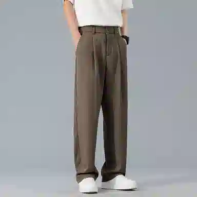 顶峰保罗 纯色垂感薄款透气直筒长裤宽松简约小众潮牌百搭高级感舒适显瘦显高阔腿休闲裤 男女同款