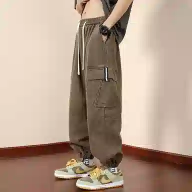 顶峰保罗 纯色运动简约宽松大码舒适通勤日常工装束脚无性别主义透气时尚松紧腰弹力显高显瘦百搭休闲裤 男女同款