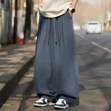 顶峰保罗 无性别主义日系弯刀薄款垂感阔腿长裤加肥加大码灯笼裤宽松直筒裤子亲肤透气时尚百搭休闲裤 男女同款