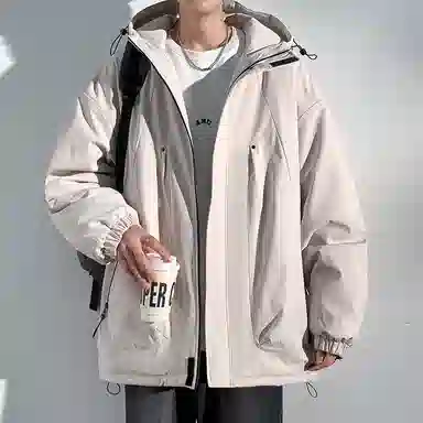 顶峰保罗 山系户外机能运动登山连帽工装长袖棉衣无性别主义潮牌休闲直筒上衣加厚多口袋宽松百搭舒适保暖耐磨棉服 男女同款