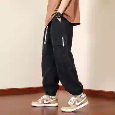 顶峰保罗 纯色运动简约宽松大码舒适通勤日常工装束脚无性别主义透气时尚松紧腰弹力显高显瘦百搭休闲裤 男女同款