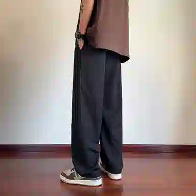 顶峰保罗 凉感冰丝薄款褶皱伞兵直筒长裤子美式薄款速干透气潮牌宽松百搭运动阔腿休闲裤 男女同款