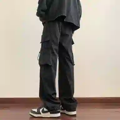 顶峰保罗 美式痞帅薄款简约工装直筒长裤大口袋设计感潮牌宽松小众百搭高街凉感舒适休闲裤 男女同款