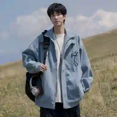 顶峰保罗 美式复古直筒工装无性别主义潮牌痞帅翻领上衣外套休闲百搭简约时尚纯色宽松长袖夹克 男女同款