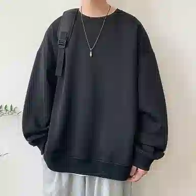 顶峰保罗  美式复古纯色高级设计感休闲大码运动上衣无性别主义直筒宽松百搭简约潮牌圆领卫衣 男女同款