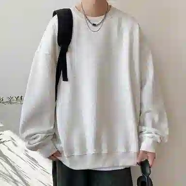 顶峰保罗  美式复古纯色高级设计感休闲大码运动上衣无性别主义直筒宽松百搭简约潮牌圆领卫衣 男女同款