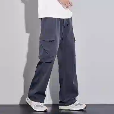 顶峰保罗 美式潮牌冰丝薄款无性别主义户外多口袋工装裤宽松直筒阔腿运动伞兵裤休闲裤 男女同款