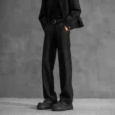 顶峰保罗 纯色垂感凉感宽松百搭直筒长裤薄款舒适小众简约高级感潮牌显瘦显高微喇休闲裤 男女同款