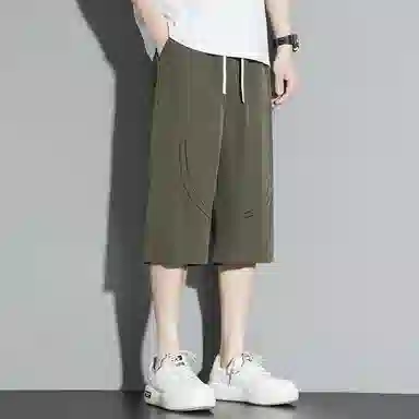 顶峰保罗 无性别主义纯色亲肤透气七分裤美式直筒凉感速干运动宽松时尚百搭抽绳休闲短裤 男女同款