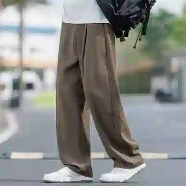 顶峰保罗 无性别主义冰丝凉感亲肤透气宽松直筒西裤美式潮流垂感长裤时尚百搭阔腿高级感休闲裤 男女同款