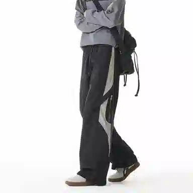 顶峰保罗 美式高街潮牌宽松直筒阔腿运动长裤青少年春秋穿搭通勤潮流百搭情侣款休闲裤 男女同款