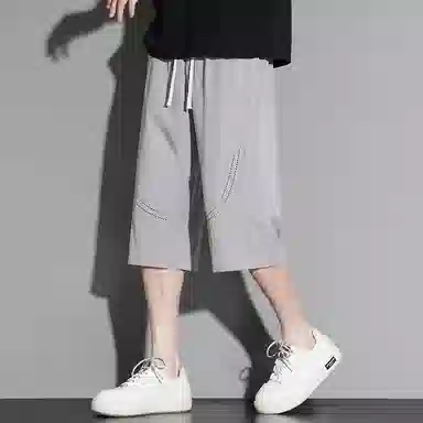 顶峰保罗 无性别主义纯色亲肤透气七分裤美式直筒凉感速干运动宽松时尚百搭抽绳休闲短裤 男女同款