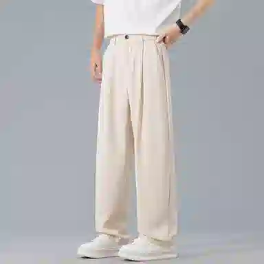 顶峰保罗 纯色垂感薄款透气直筒长裤宽松简约小众潮牌百搭高级感舒适显瘦显高阔腿休闲裤 男女同款