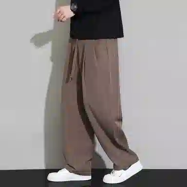 顶峰保罗 冰丝凉感速干宽松阔腿长裤无性别主义潮牌纯色大码薄款透气学生百搭运动直筒休闲裤 男女同款