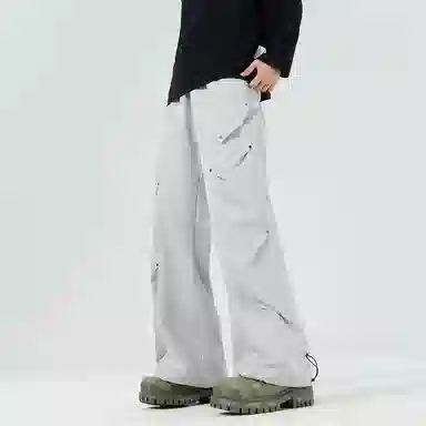 顶峰保罗 美式潮牌纯色简约高级感直筒阔腿长裤复古高街痞帅宽松舒适小众百搭运动休闲裤 男女同款