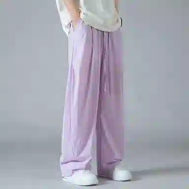 顶峰保罗 褶皱冰丝裤子百搭潮流薄款凉感亲肤透气时尚无性别主义潮牌阔腿裤垂坠感弯刀休闲裤 男女同款