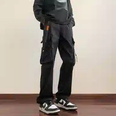 顶峰保罗 美式痞帅薄款简约工装直筒长裤大口袋设计感潮牌宽松小众百搭高街凉感舒适休闲裤 男女同款