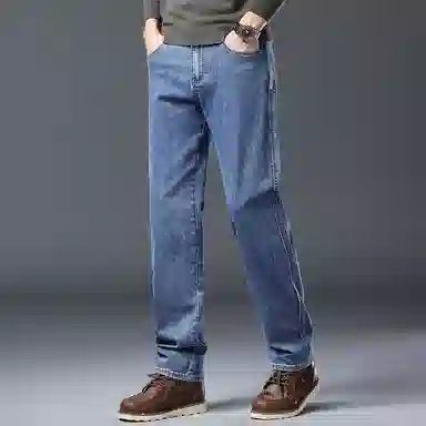 顶峰保罗 无性别主义美式高街潮牌垂感水洗做旧宽松直筒薄款休闲时尚百搭长裤子高端设计感牛仔裤 男女同款