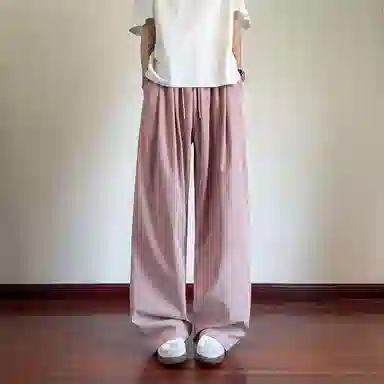 顶峰保罗 冰丝薄款纯色直筒阔腿长裤凉感透气速干宽松小众百搭运动潮牌慵懒风舒适休闲裤 男女同款