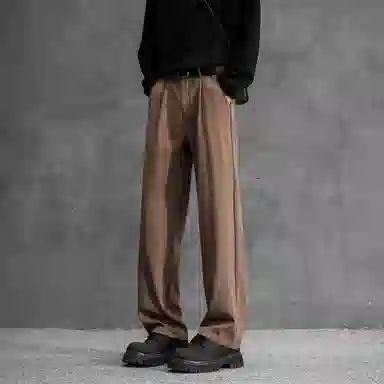 顶峰保罗 纯色垂感凉感宽松百搭直筒长裤薄款舒适小众简约高级感潮牌显瘦显高微喇休闲裤 男女同款